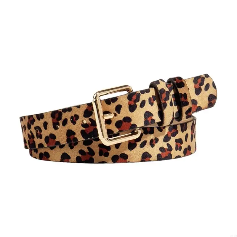 

652F Unique Waist Belt Leopard Print Chain for Cowboy Cowgirl Stylish Hot Buckle Retro Hot Buckle Waist Chain Belt