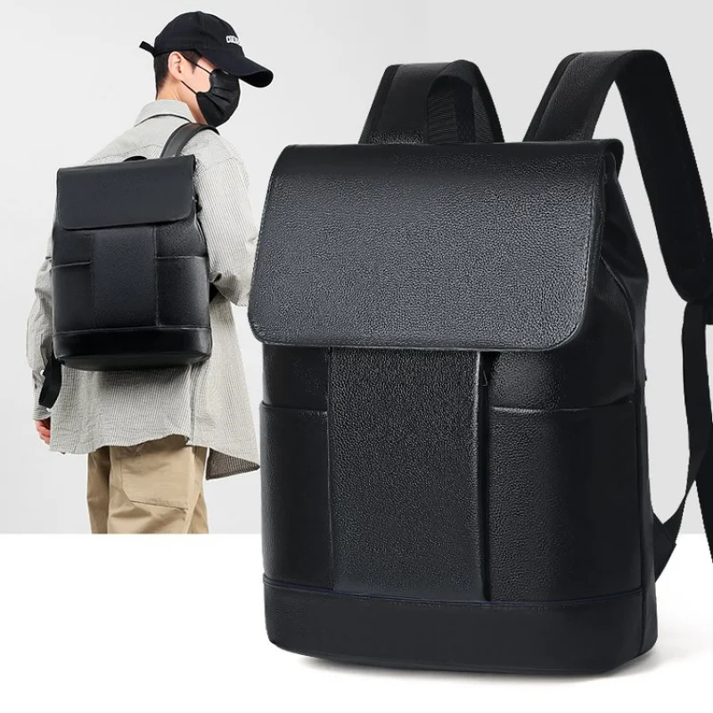 

PU Leather Business Backpack For Men Waterproof Office Working Male Bagpack 15.6" Laptop Computer Bag Fashion College Student