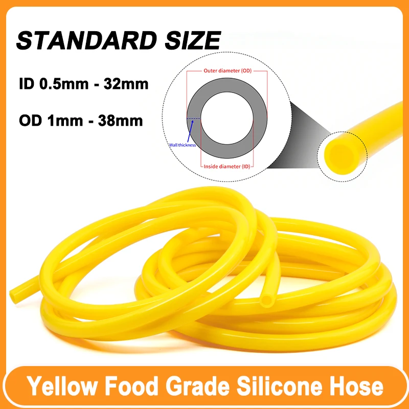 

Yellow Silicone Tube High-Temperature Resistant 0.5mm ~ 32mm Food Grade Flexible Non-Toxic Drink Water Aquarium Connector Pipe