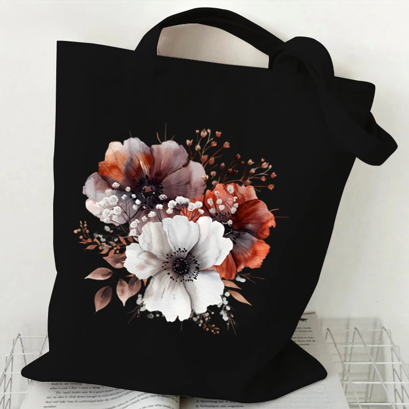 New Floral Series Women Tote Bags Vintage Wildflowers Canvas Eco Handbag Fashion Aesthetics Flower Lovers Teen Girl Shoulder Bag