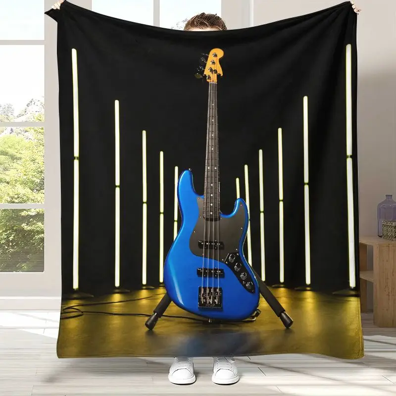 Fender Guitar Theme Rock Music Soft Flannel Throw Blanket,Cozy Warm Blanket for Bed,Sofa,Living Room,Picnic,Camping,Home Decor