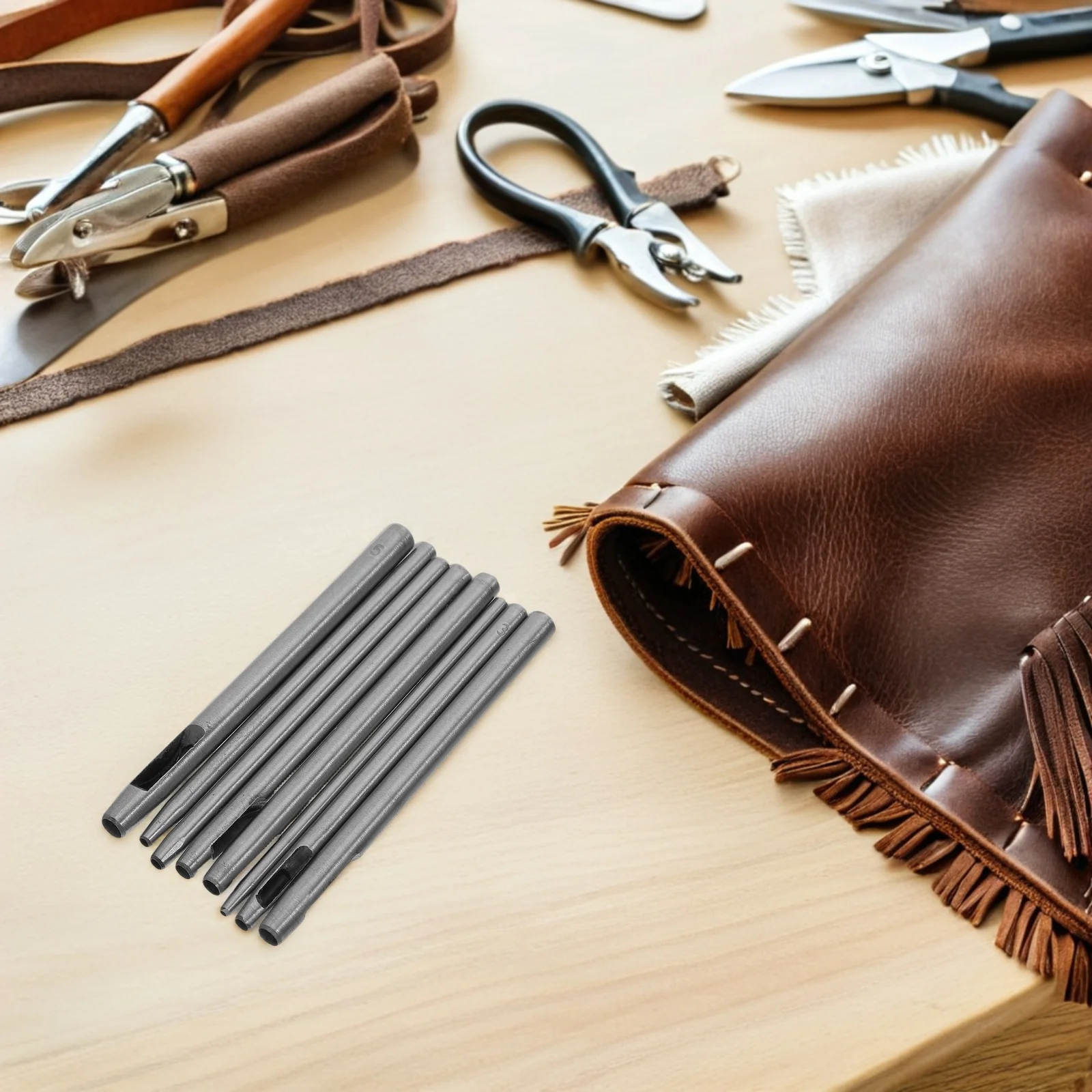 

8Pcs Hole Punch Tool Set: 1.5-5Mm Hollow Punch Kit for Belt Leatherworking Craft Circular Hole Puncher Professional