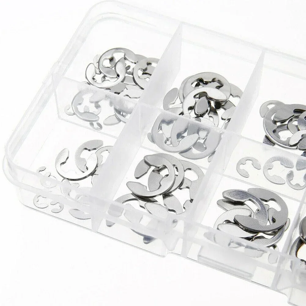 

For Wet Environment Metal Washer Snap Ring Kit Industrial Commercial Supplies 120pcs 304 Stainless Steel E-clip