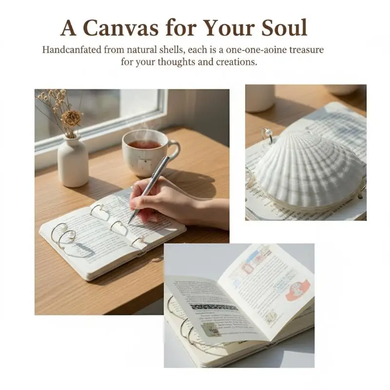 Multi-Purpose Natural Seashell Seashell Notebook Blank Inner Pages Portable Design Memo Pad Loose-leaf Notepad Students