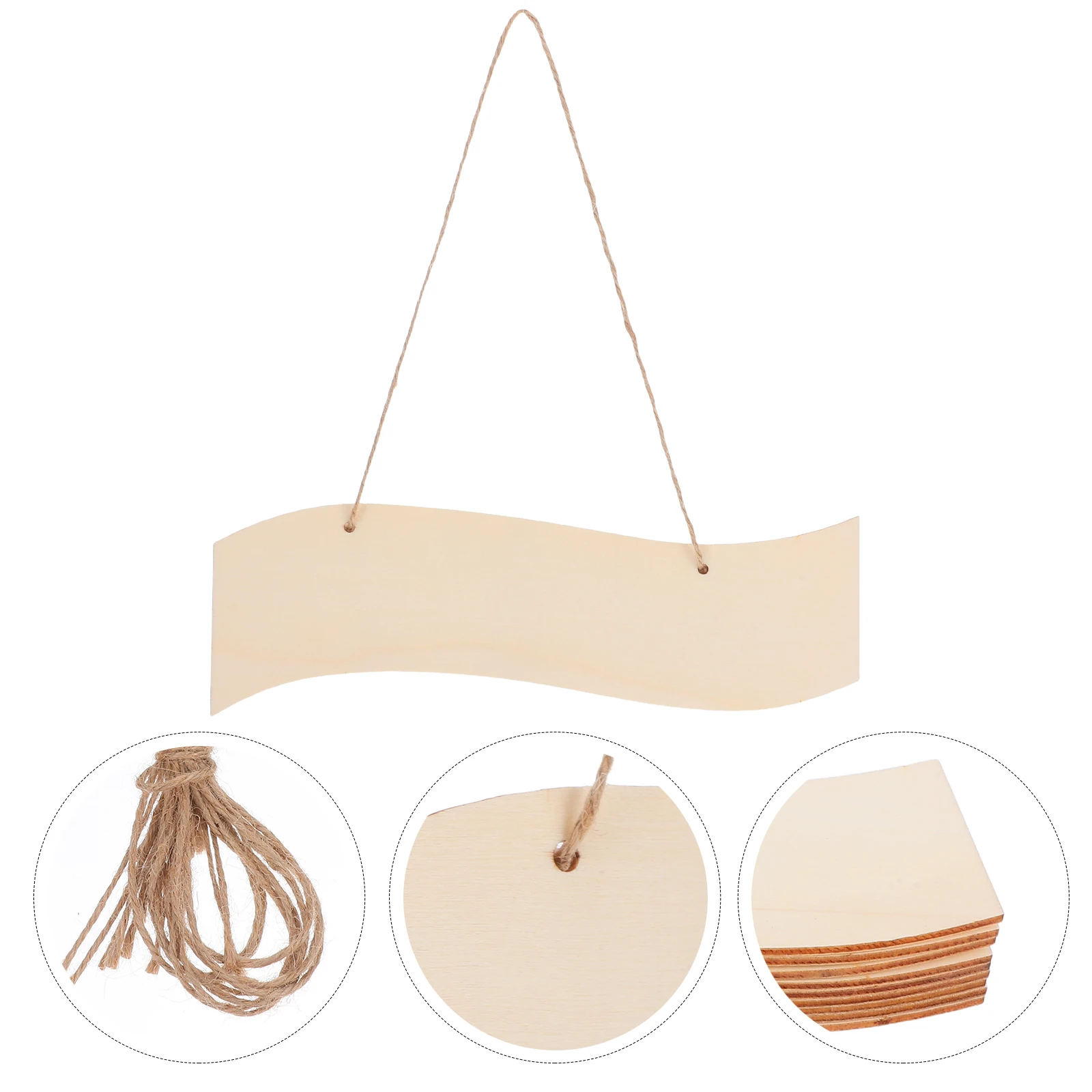 ป้ายไม้ตกแต่ง 10 ชิ้น ป้ายแขวนเปล่า สไตล์ธรรมชาติ งานฝีมือ DIY ศิลปะติดผนัง ตกแต่งบ้าน สำนักงาน ป้ายไม้ งานฝีมือ DIY