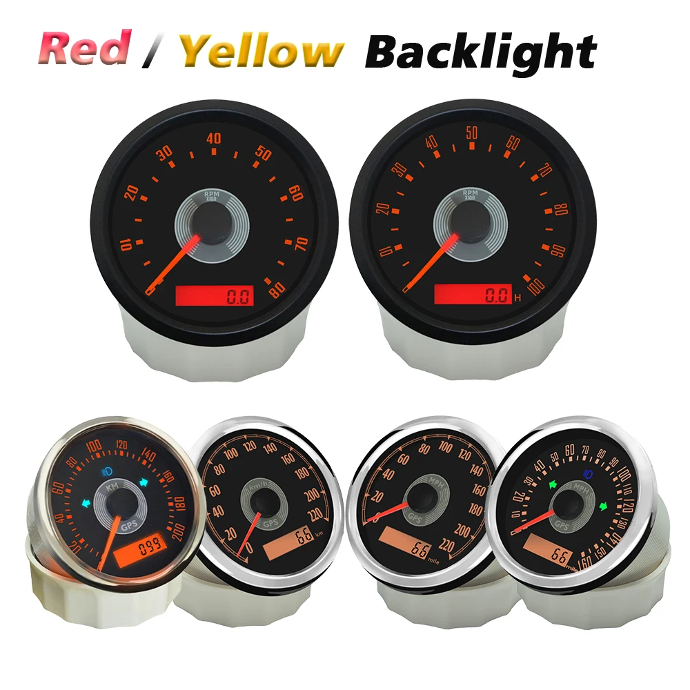 Rhaxel Classical 85mm GPS Speedometer 200K 220K 160M 220M with 8K 10K Tachometer 12V 24V with Backlight for Car RV Limousine