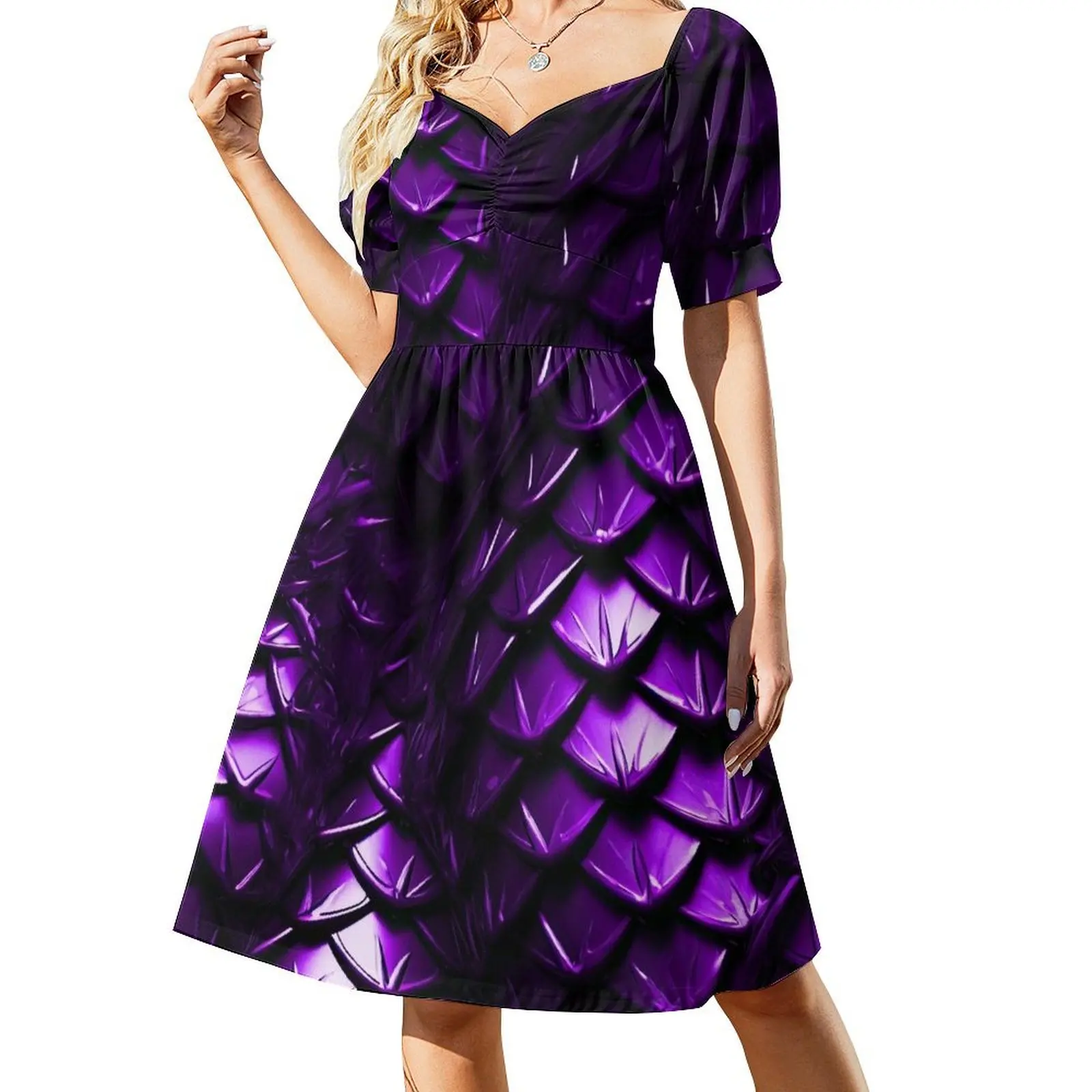 

Purple Dragon Scales Short Sleeved Dress women's clothing trend 2025 summer dress daily Dress