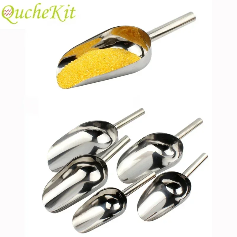 8/9/10/11inch Kitchen Stainless Steel Ice Shovel Flour Beans Food Coffee Scoop Pet Food Feeder Scoops Shovels Spade For Kitchen