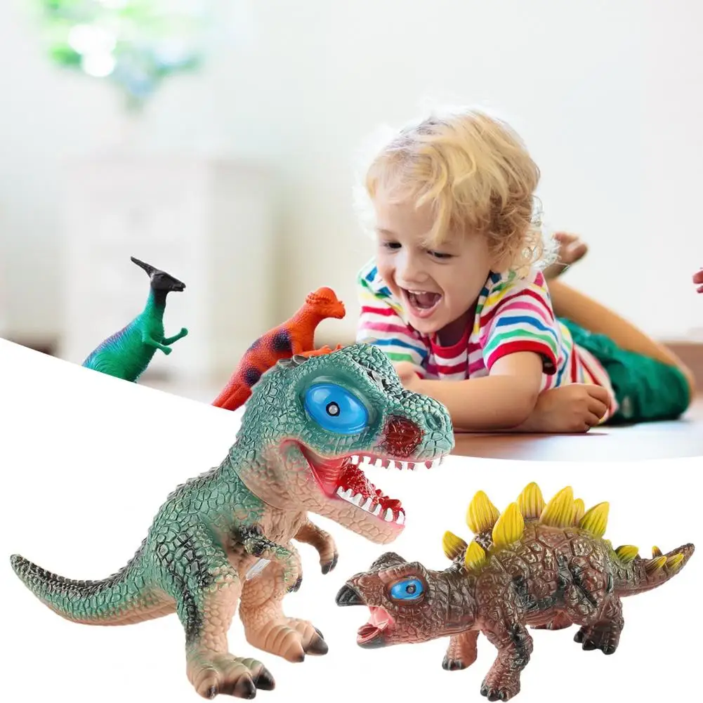 Dinosaur Model with Sound Realistic Stress Relief Soft Rubber Squeeze Dinosaur Animal Figurines Collection Model Birthday Gift