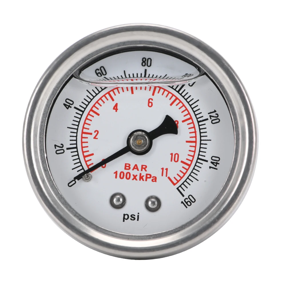 Hypertune - Fuel Pressure Gauge Liquid 0-160 /0-100 psi Oil Press Gauge Fuel Gauge White Face Universal 1/8 NPT HT-OG33