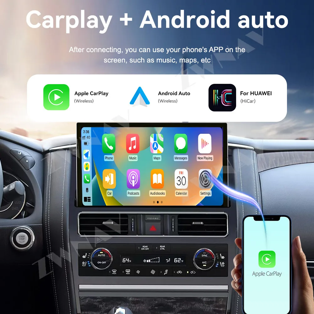 13.3 Inch Display Touch Screen For Nissan Patrol Amanda 2010-2021 Android 14 Car GPS Navigation Carplay Car Multimedia Player