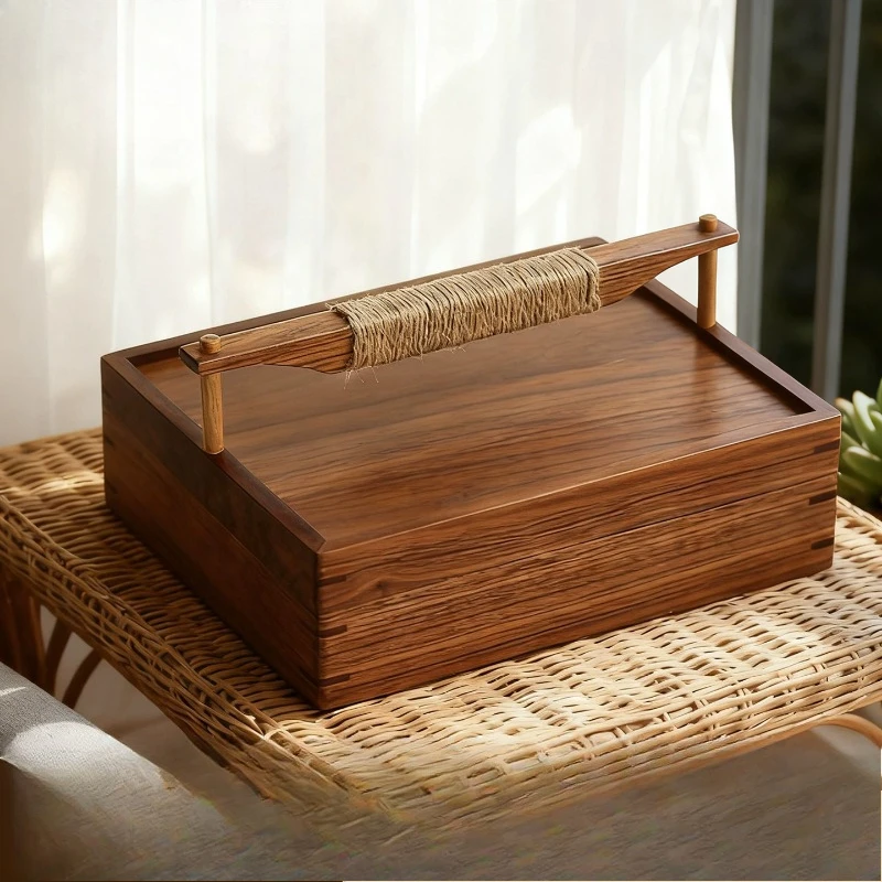 

Walnut bathroom toiletries storage box Hotel Black walnut wood grain heaven and earth cover portable box storage