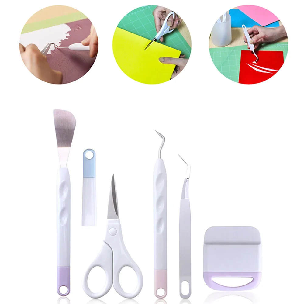 

5PC Vinyl Weeding Tool Set Paper Cutting Creative DIY Silhouette Embossed Word Cutting Outlining Painting Color Picking Tool Set