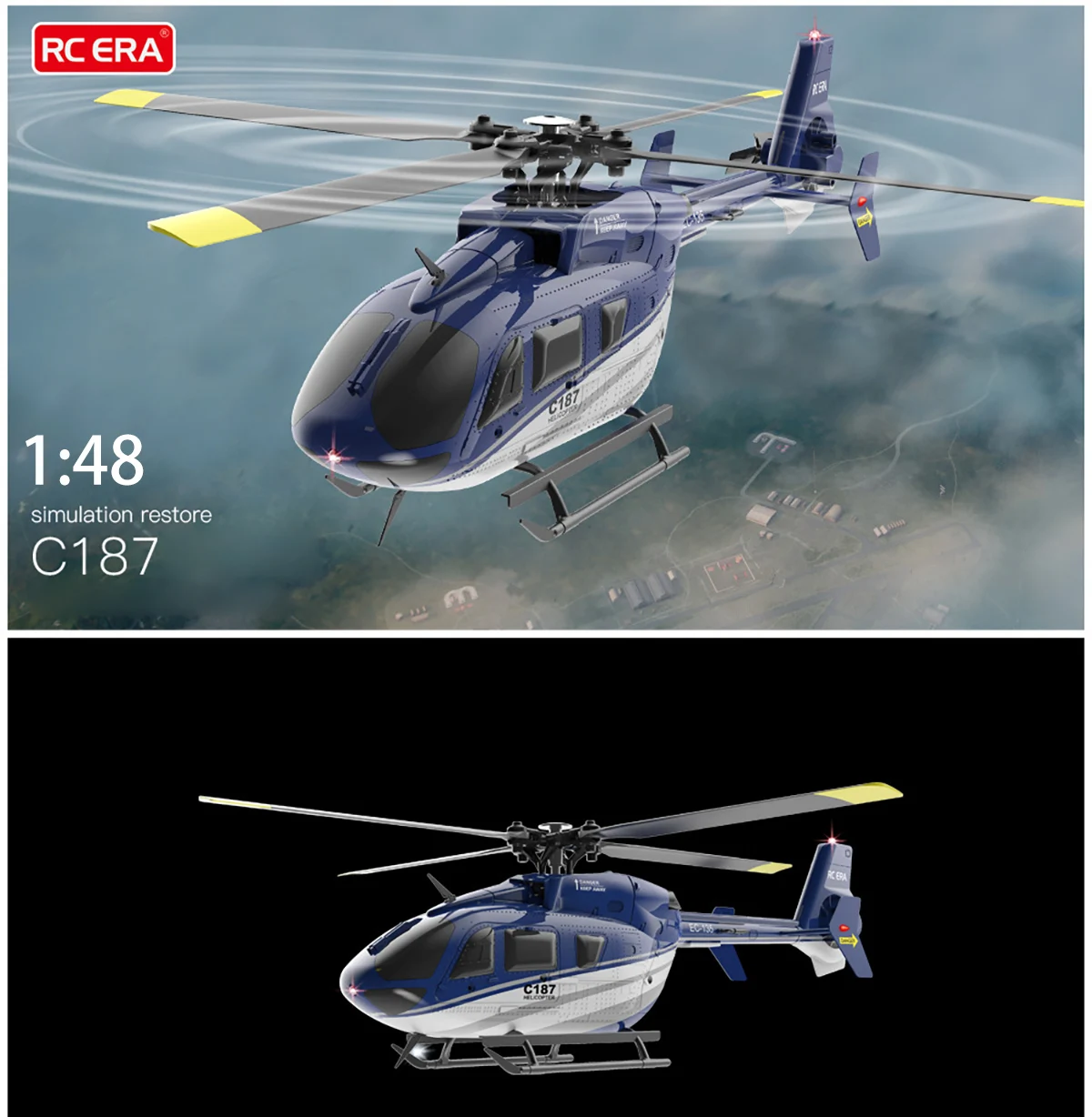 C187 Ec135 1/48 helikopter RC 2.4GHz 4CH 6-osiowy żyroskop wysokość trzymaj zdalnie sterowany Model samolotu zabawki dla dorosłych chłopców