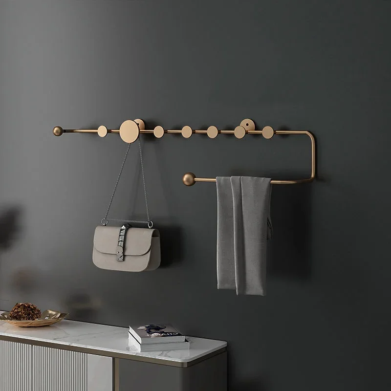 Italian Light Luxury Wall Clothes Hanger Multifunctional Bedroom Coat Rack Porch Bag Storage Towel Rack Sleek Design