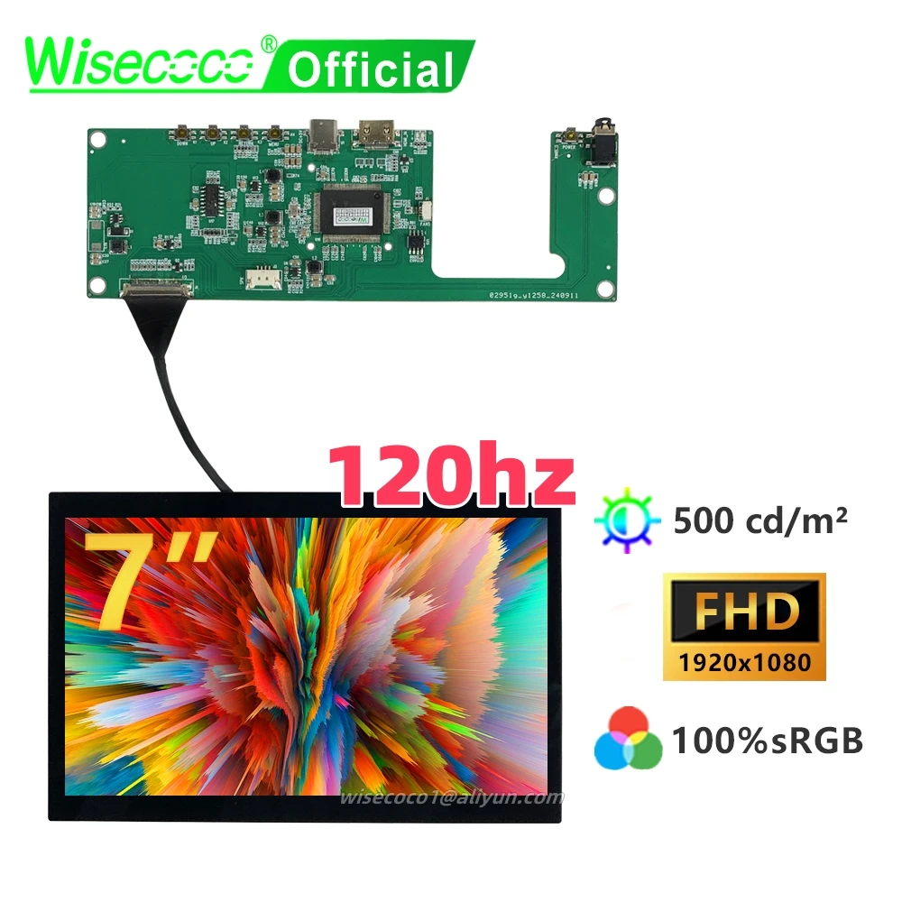 Wisecoco 7 Inch 120HZ IPS Display 1920x1080 TFT LCD Module Gaming Screen For Raspberry Pi 4b Portable Handheld Device Pad&Tablet