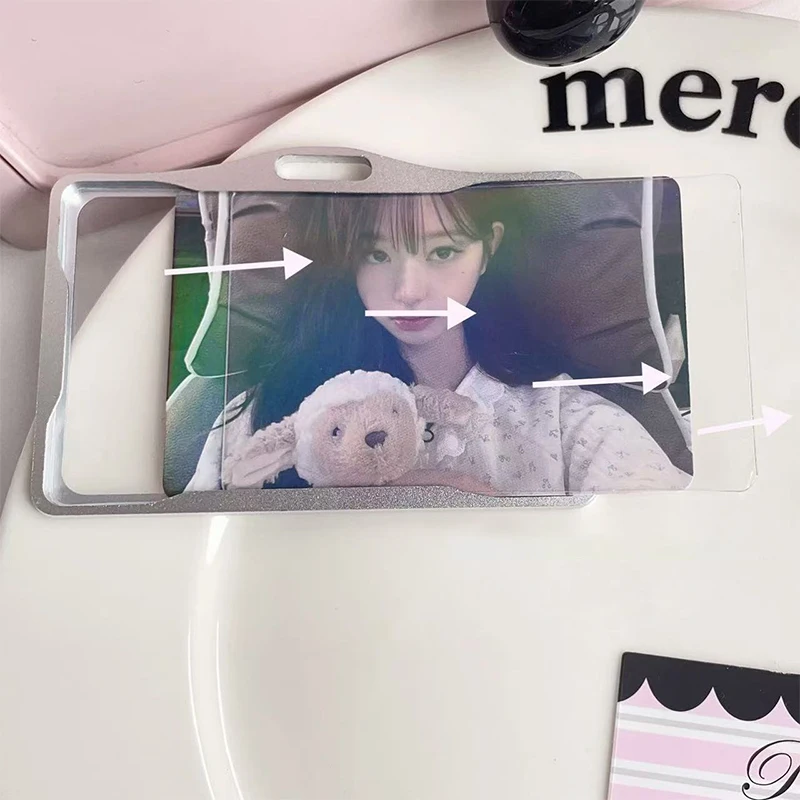 Silver Gray Photocard Display Holder Keychain Photo Card Holder Card Protective Sleeves Transparent Card Holder Pendant Gifts