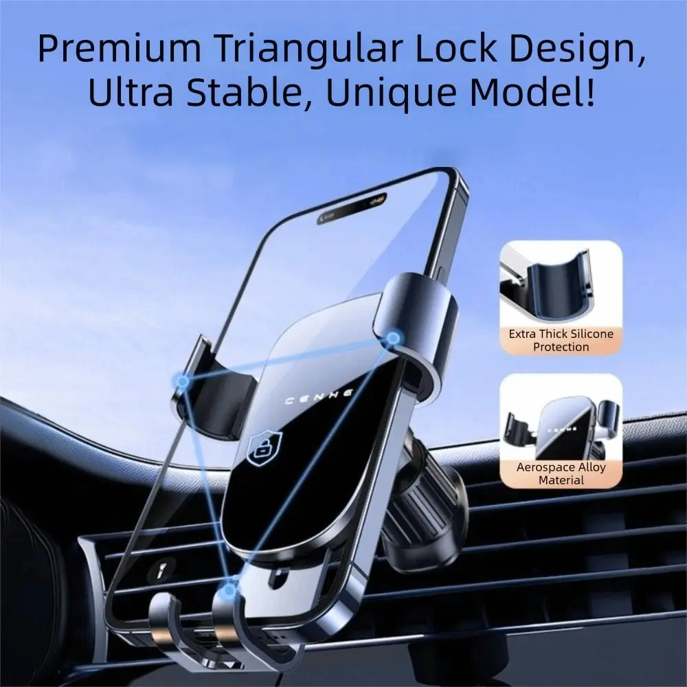 Metal Construction CarPhone Holder Air Outlet Mount Navigation Dedicated Mobile Phone Car Holder Foldable Design