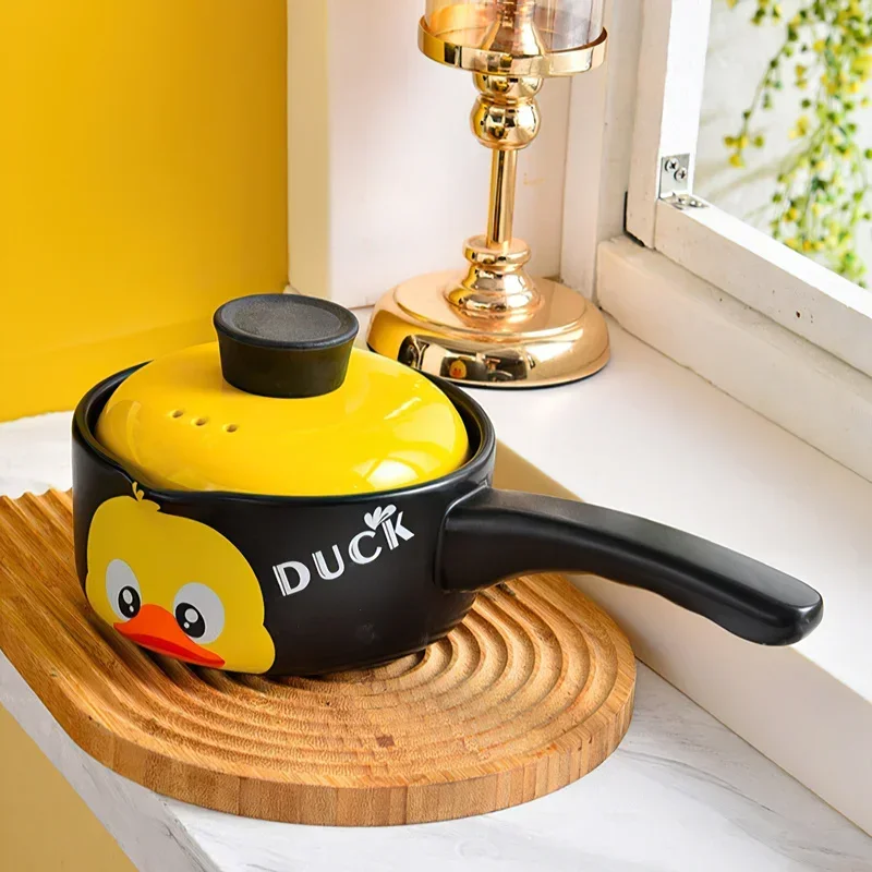 Ceramic Casserole Large Yellow Duck High-temperature Soup Pot Saucepan Cooking Stew Kitchen Gas Stove 1-8L Household Cookware