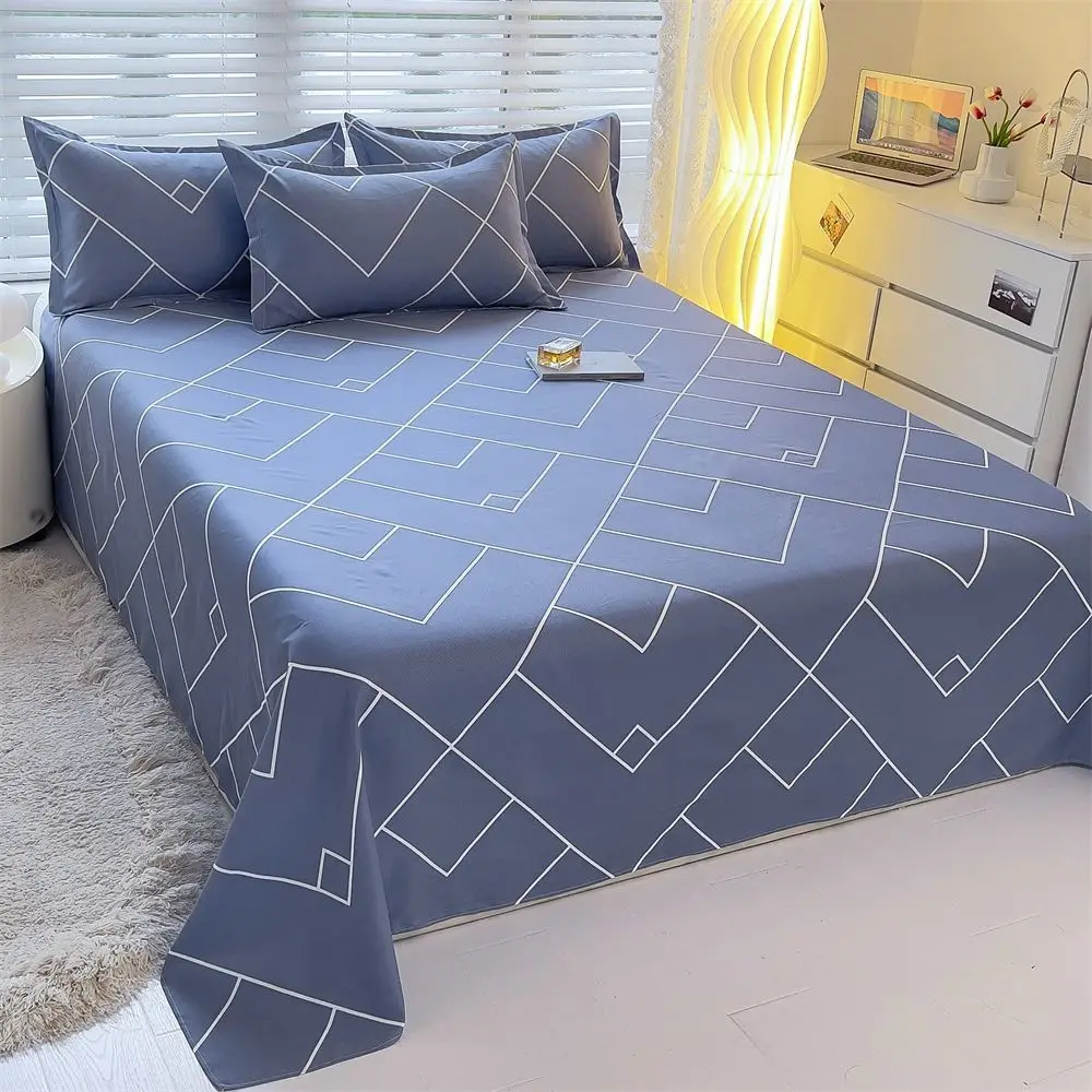 3pcs/Set Home Textile Bed Sheet Set with Pillowcases Cotton Material Lovers Home Room Bedding Flat Sheet Bed Sheet Set