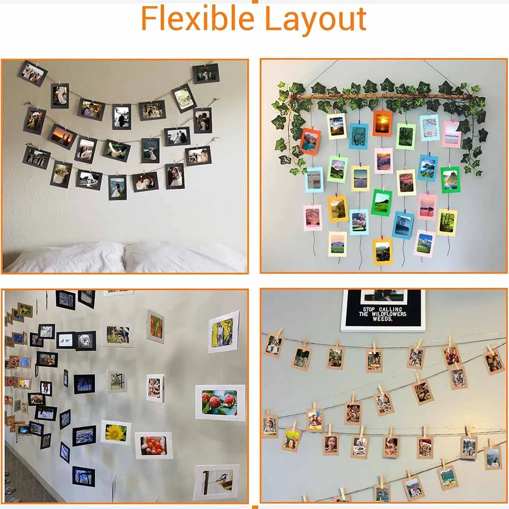 40pcs Photo Line with Clip, 6 - Photo DIY Photo Hanging Paper Photo Photo Rope, Wall Set Wedding, School Decoration
