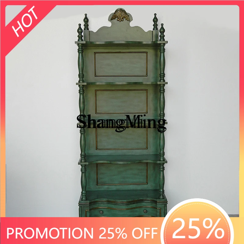 

Красивый книжный шкаф в стиле ретро для гостиной, многоярусный напольный шкаф для хранения и демонстрации винных бутылок.