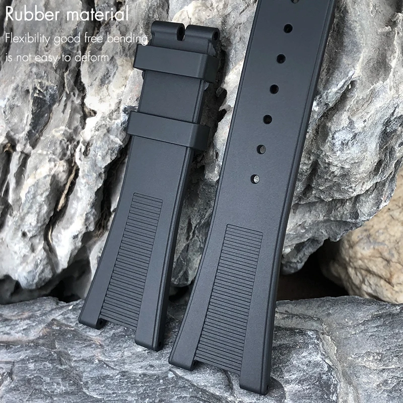 High Quality Concave Grooved Rubber Silicone 25mm 12mm Watchband for Patek Philippe PP 5711 Nautilus Wristband Soft Watch Strap