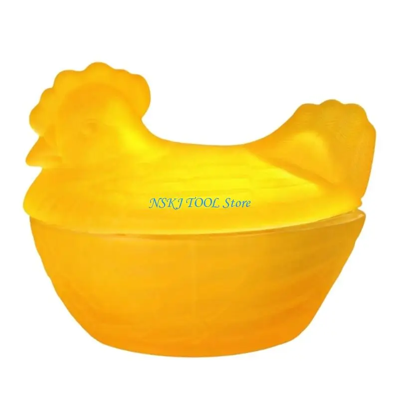 L8RC Lovely Miniature Glass Hen Box Small Pedestals Bowl for Desserts Roosters Jars For Storing