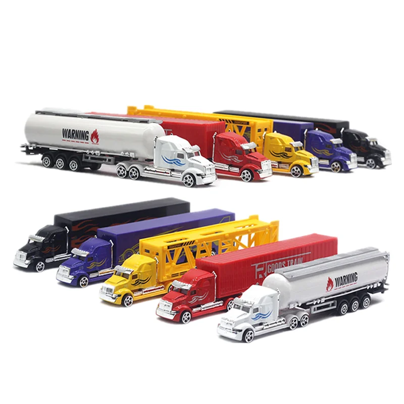 Diecast Alloy 1:87 Scale Container Oil Tank Trailer Scene Truck Car Model Children Classic Collection Toy Souvenir Gifts Display