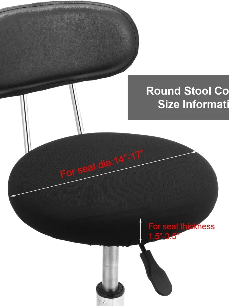 Bar Stool Seat Covers Washable Stool Cushion Slipcover Elastic Bar Chair Covers for 14-17 Inch Chair (Black,)