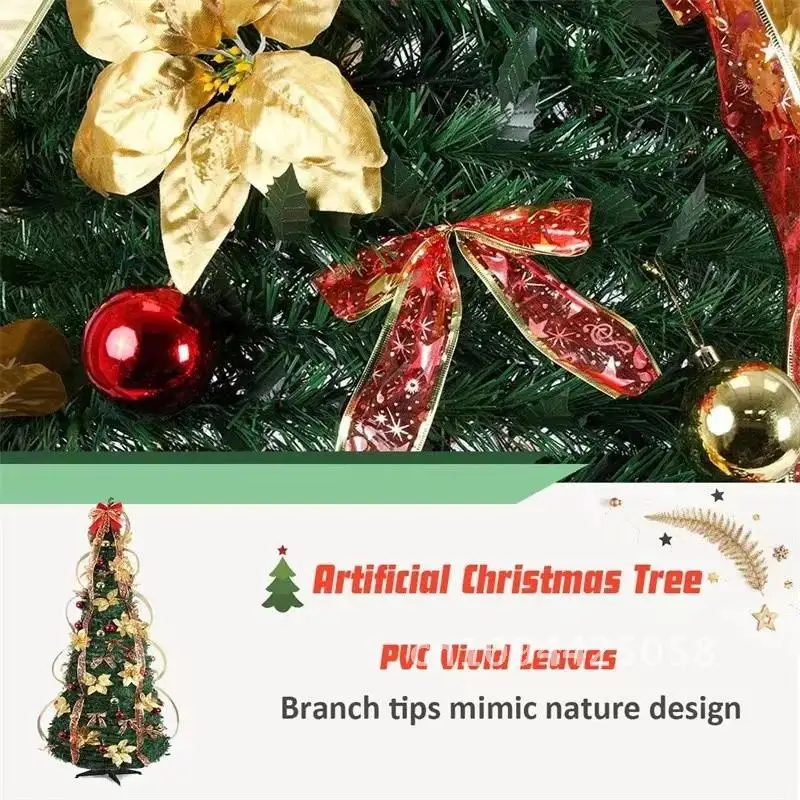 1.8m collapsible folding Christmas Tree Easy installation Pull Up pop-up 350 Warm Light deci de noel arbil armed fast full decor