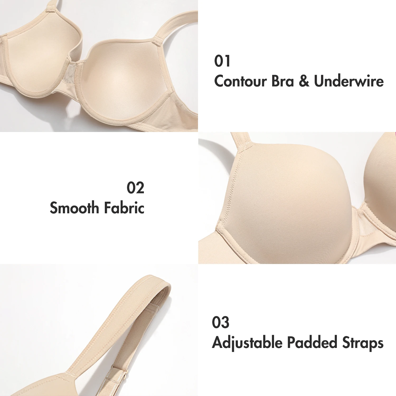 Women\'s Plus Size Seamless Bra Push Up Lightly Padded Comfort Wide Strap Solid Underwire Contour Bras For Women Underwear