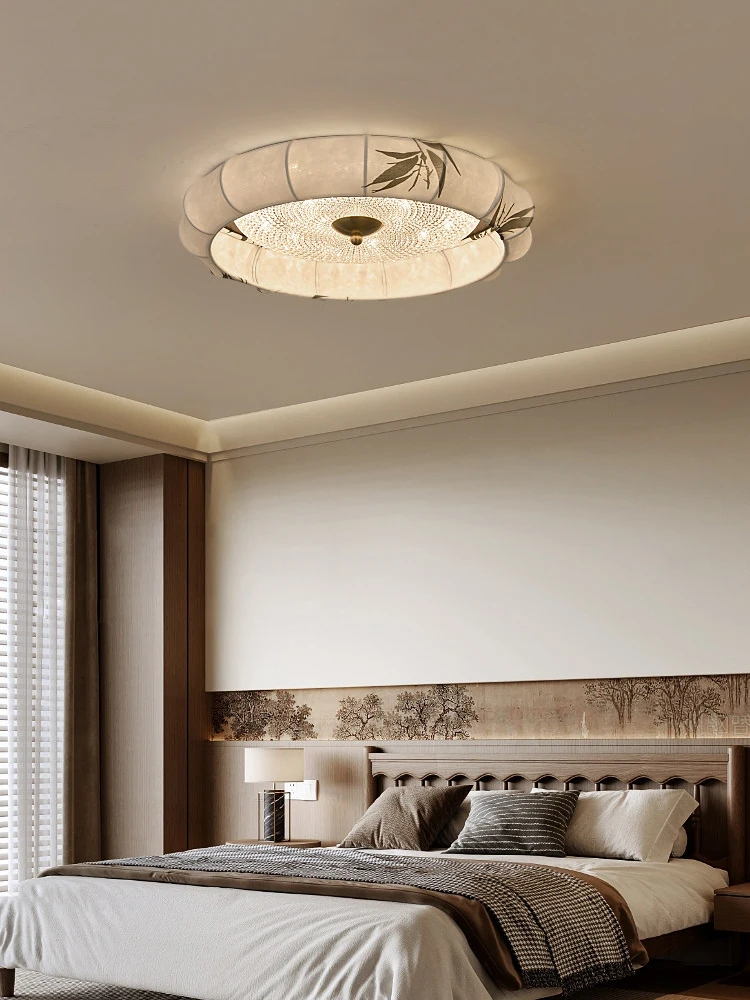 Classic Palace Style Ceiling Light With Fabric/Acrylic Shade High Transparency Flush Mount Lamp For Bedroom Balcony Home Decor