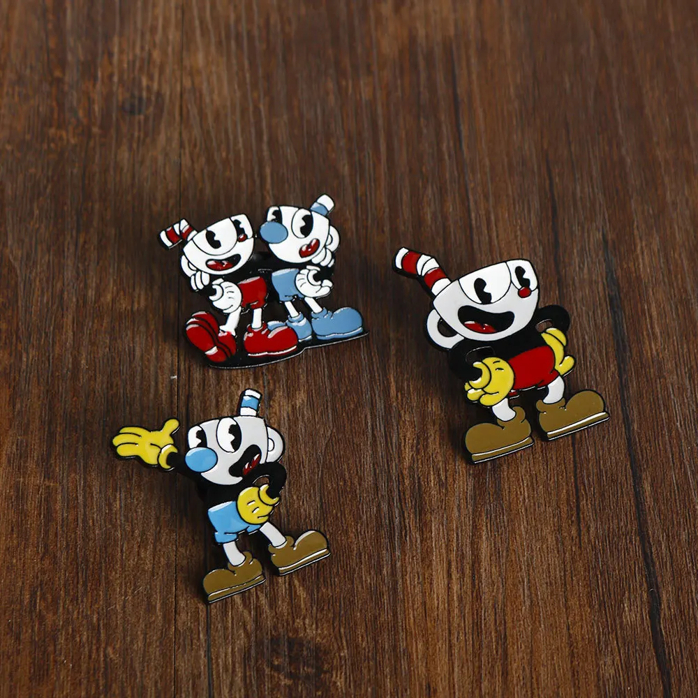 Cartoon Anime Teacup Head Enamel Brooch Cute Funny Lapel Coat Pin Backpack Hat Metal Badge Cosplay Jewelry Accessories Gift