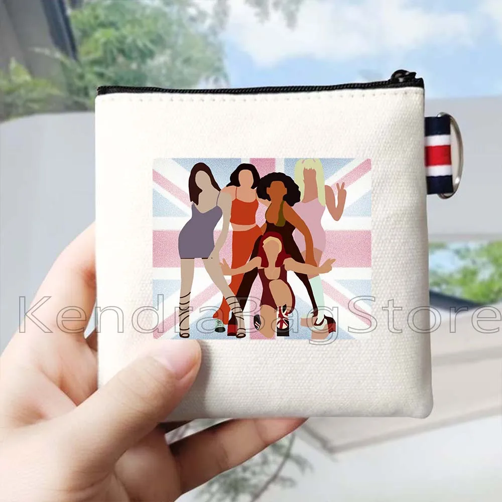 Dompet Koin Lucu Gambar Cetak Spice Girls Fashion Tas Kanvas Tas Persegi Kecil Dompet Tas Lipstik Kartu Penyimpanan Kunci Kantong Ritsleting Portabel