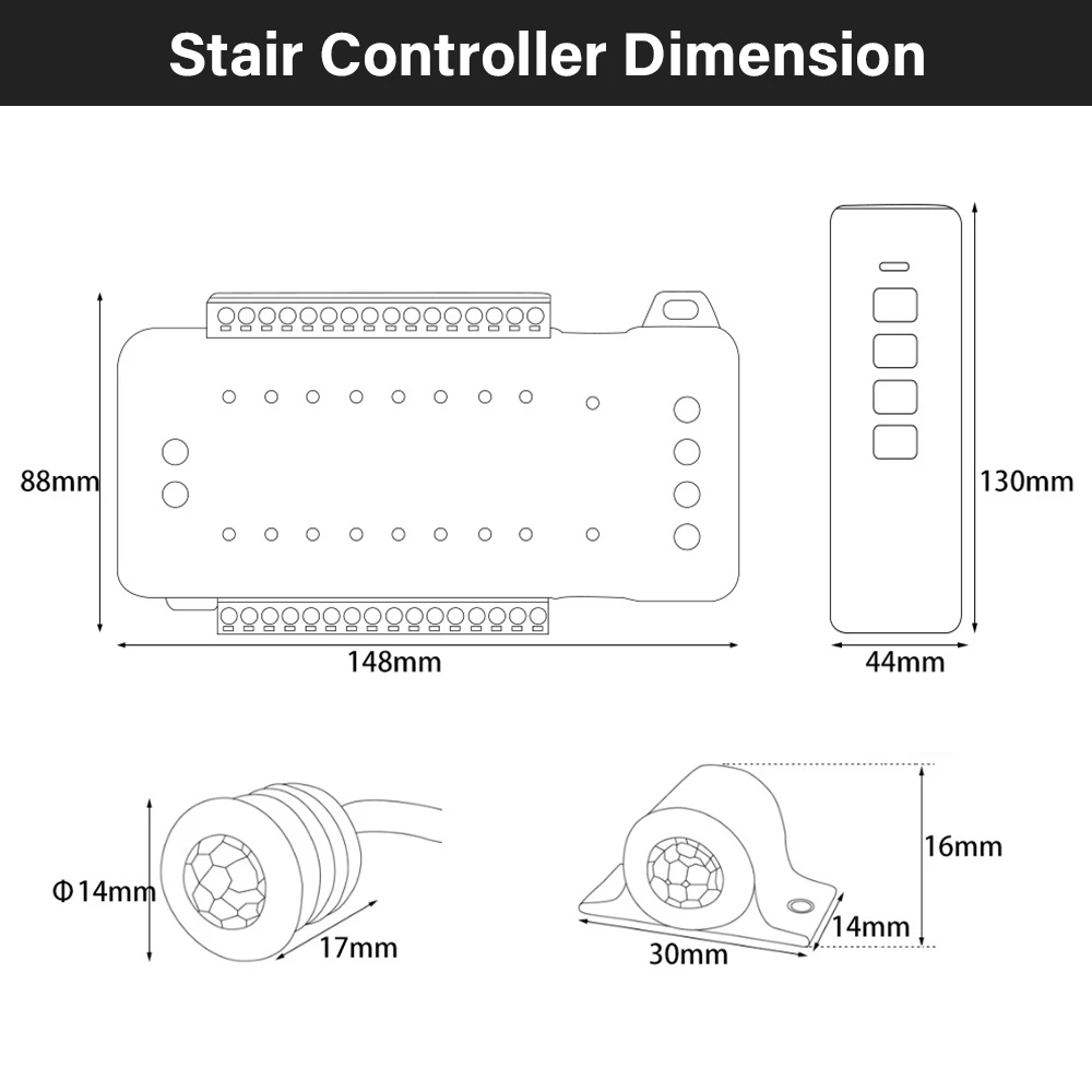 LED Stair Light Controller 24V LED Strip Stair Motion Sensor Switch 16/28 Step DIY Color Stair Lighting LED Strips Home Decor