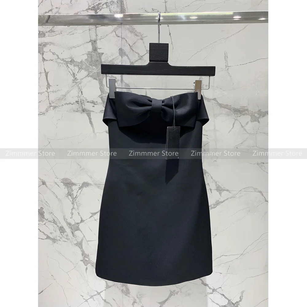 

Niche bow design bustier dress female 2024 summer new sexy temperament black Slim package hip skirt