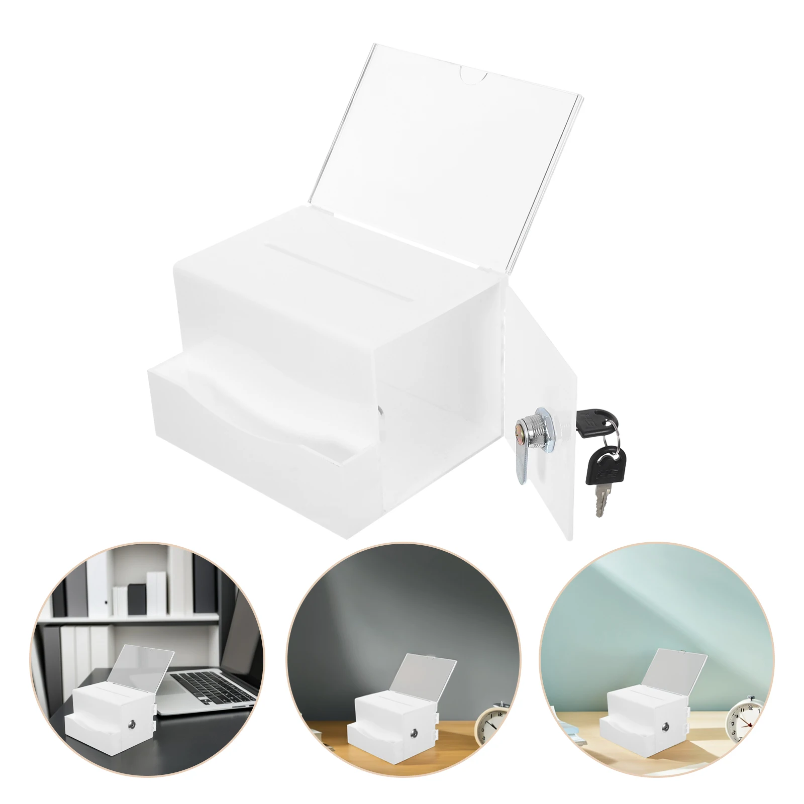 

Large Acrylic Donation Box Lockable Suggestion Box for Charity Events Voting Ballot Business Card Case Business Card Case