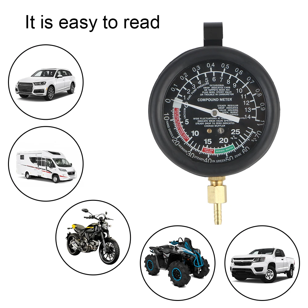 Automotive Cylinder Tester Kit Vacuum Gasoline Engine Compression Meter With Adapter Pressure Gauge