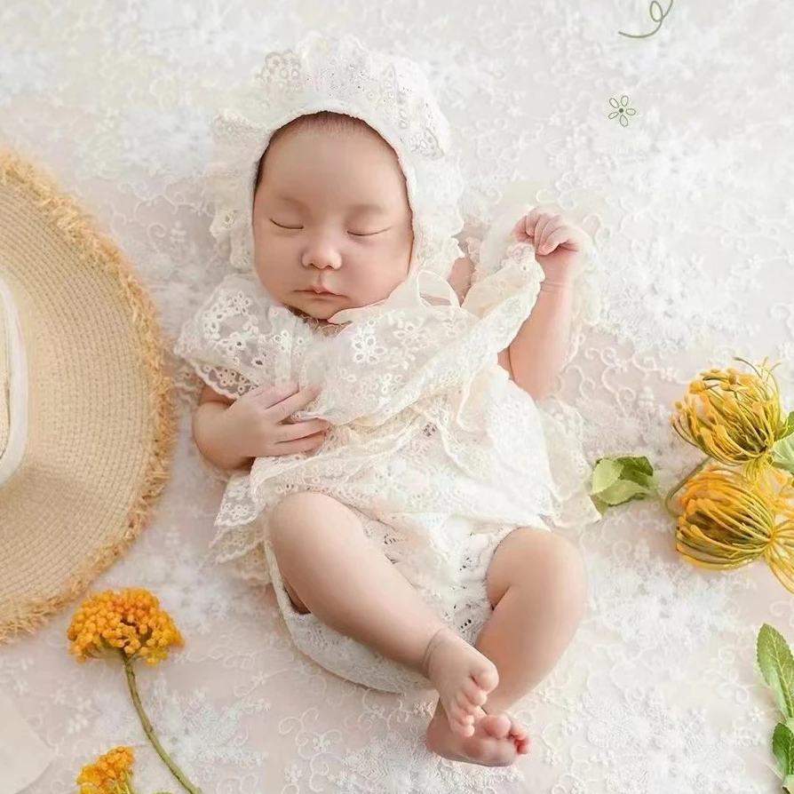 Baby Girl Lace Romper Newborn Photography Props Lace Newborn Girls Clothes Baby Photoshoot Outfit Infant Photography Accessories