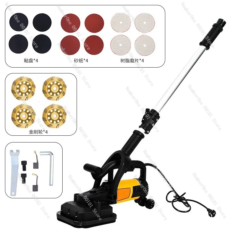 Handheld Concrete Rough Grinding Machine with Extension Pole Wall Trowel Cement Plaster Finishing Grinder for Concrete Floor