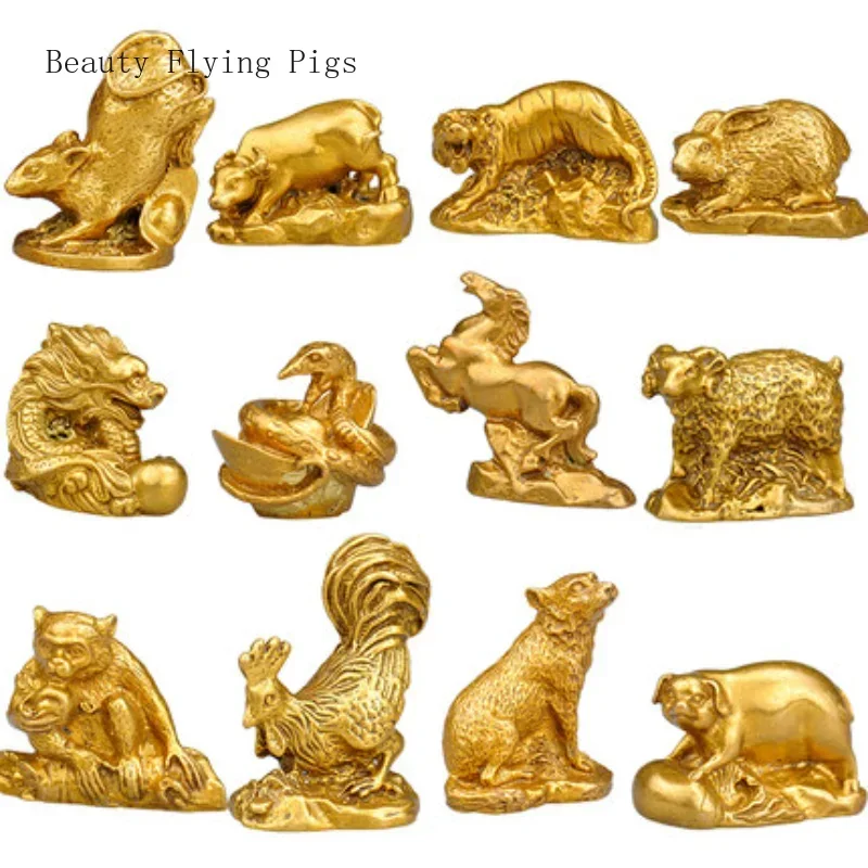 1pc Modern minimalist resin feng shui gold zodiac mouse,ox,tiger,rabbit,dragon,snake,horse,sheep,monkey,chicken,dog ornaments