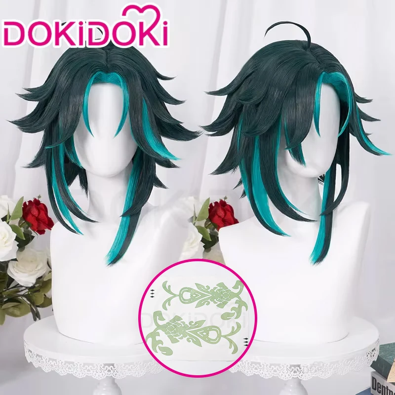 IN STOCK Xiao Wig Game Genshin Impact Cosplay DokiDoki Halloween Xiao Cosplay Wig Genshin Impact Xiao Cosplay Props Tattoo