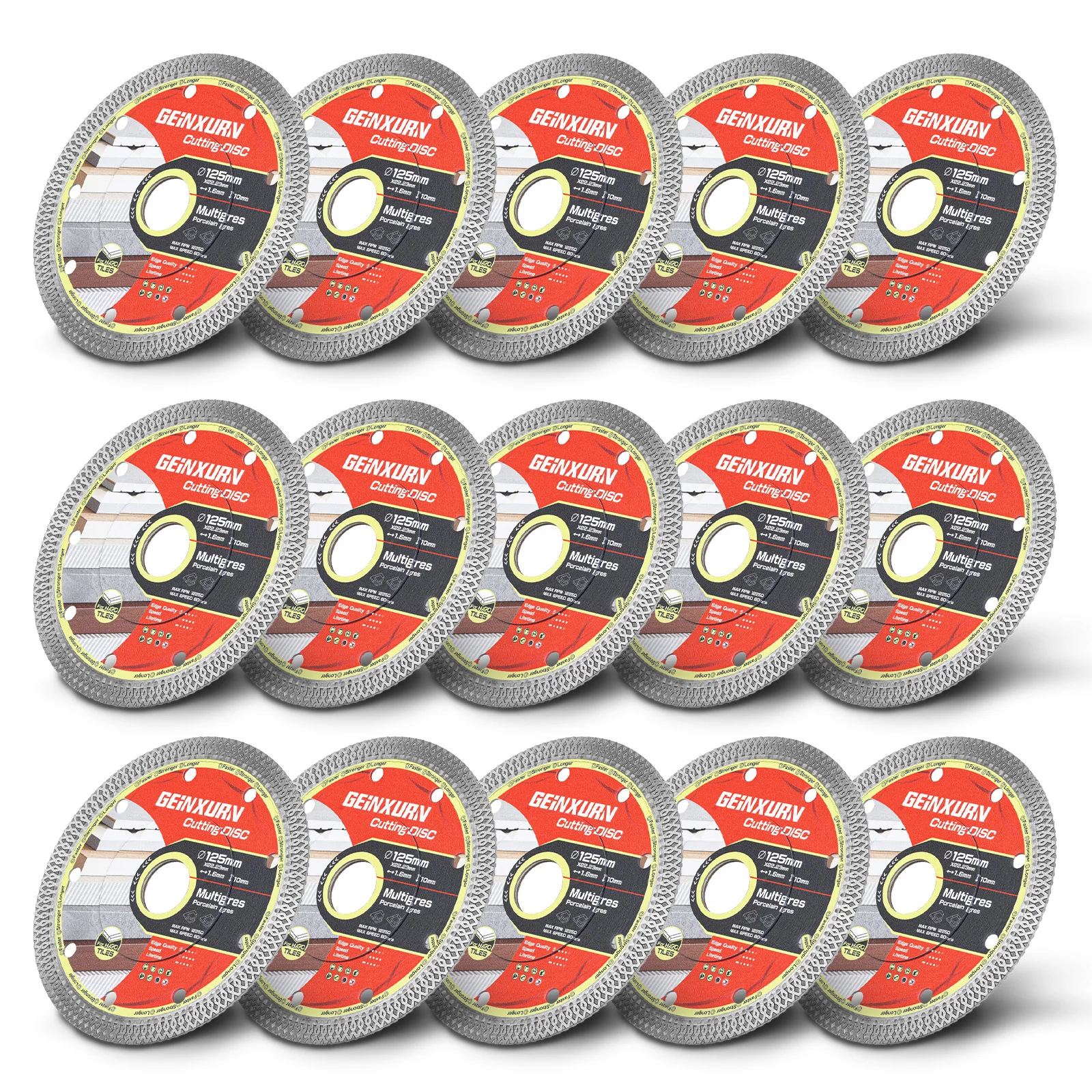 Geinxurn 3/8/15PCS 125mm Corrugated Tooth Diamond Cutting Disc (5“), For Tile Ceramic Porcelain Marble, For Angle Grinder