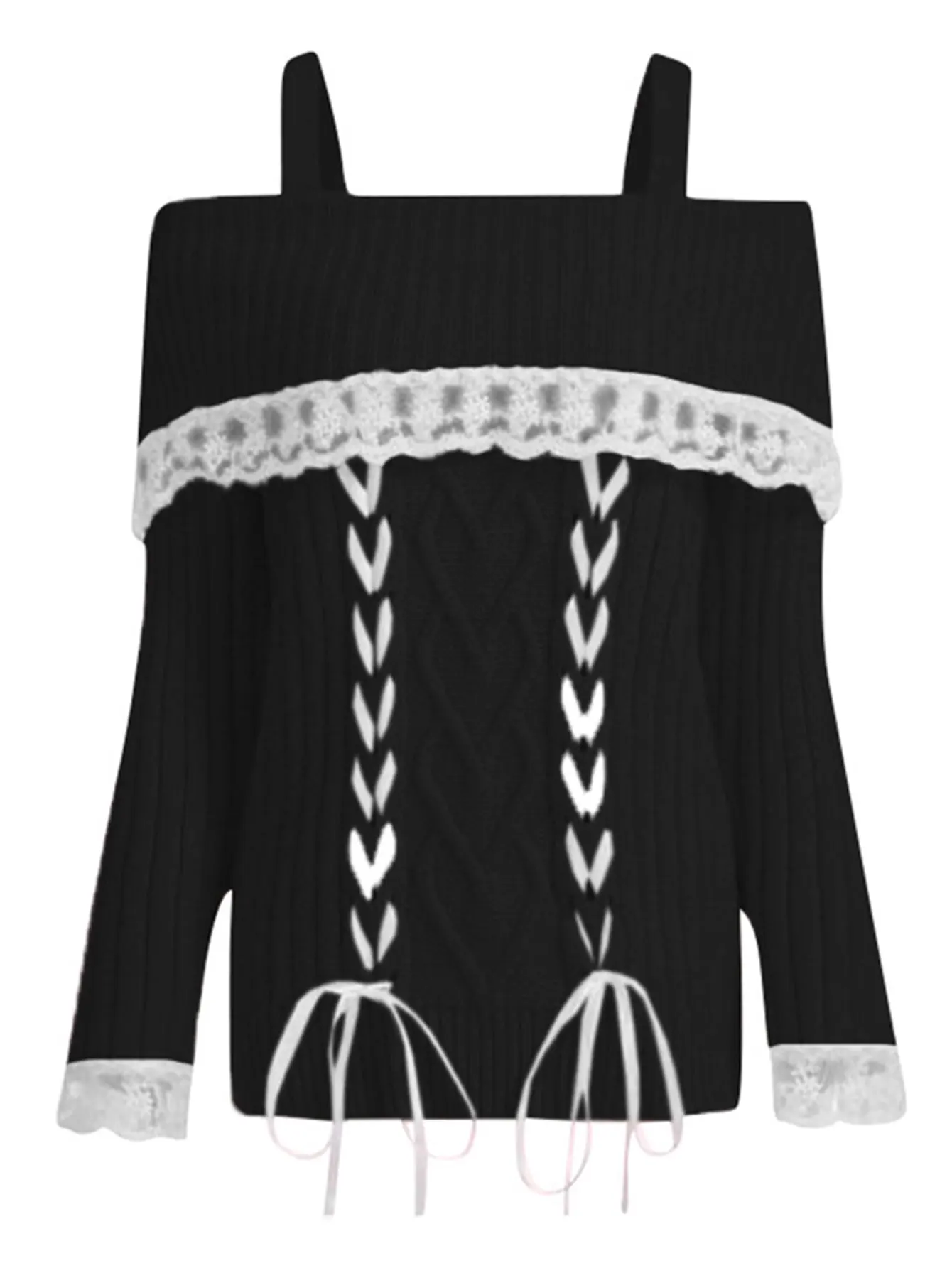 

Женский свитер с открытыми плечами и длинными рукавами, однотонный, на шнуровке, повседневная модная, милая, осенне-зимняя коллекция