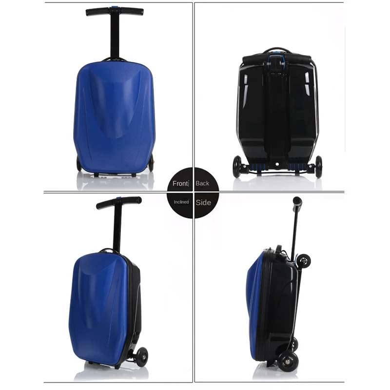 Children's Foldable Trolley Case Scooter Suitcase Sports Walker Luggage 20-inch Carry on Suitcase on Wheels for Unisex