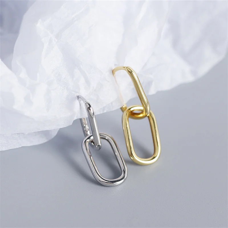 Vintage Gold Color Geometric O-shaped Two Oval Hoop Earrings for Women Female Simple Fashion Detachable Jewelry Gifts Wholesale