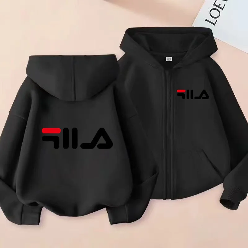 

Children's 3-12Yrs Cardigan Hoodies Zipper Style Training Sweatshirt Coat Boys Girls Long sleeves Sports Jogging Casual Clothing