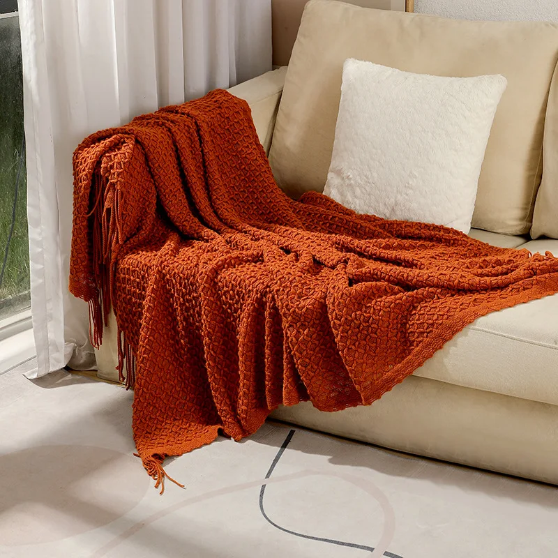 Nordic Vintage Knitted Couch Throw Blanket Bedspread for Home Stays Bed Tail Decoration Sofa Cover Soft Luxury Nap Blanket Shawl