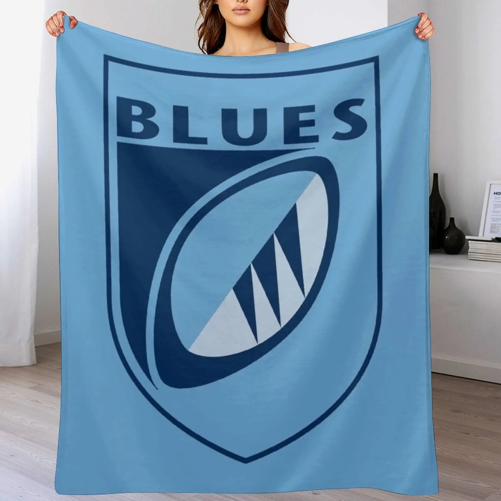 Cardiff Blues Throw Blanket Luxury Brand Heavy Luxury Designer Blankets